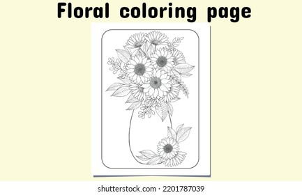 Floral coloring page for  both adult and child