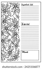 Blumenfarbseite mit Notiz
