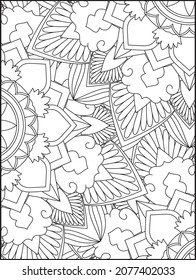 página de coloreado floral. Patrón floral. Patrón abstracto. Colores de Mandala. Página de coloreado para adultos. Página de orientación para niños.