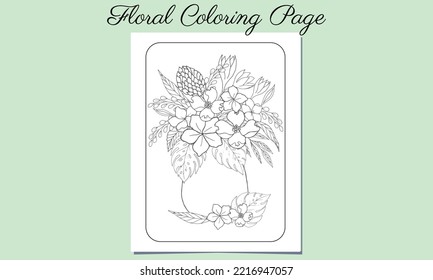 Floral Coloring Page for Relax
