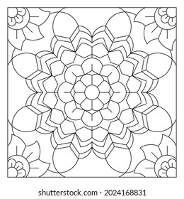 Floral coloring pages for adults. Coloring-#258. Composition of geometric floral and foliage pattern. EPS8 file.