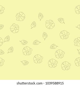 Floral colorless seamless pattern . Hand drawn.