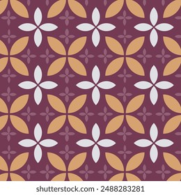 Padrão floral geométrico com fundo vinho. Geometric floral pattern with burgundy background.