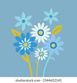 floral composition 2d art blue