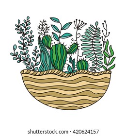 Floral composition with cactus