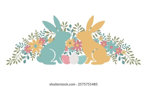 Floral composition with easter Rabbit and eggs 5