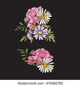 Floral composition. Embroidery