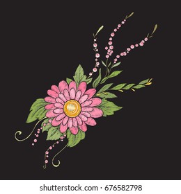 Floral composition. Embroidery