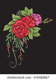 Floral composition. Embroidery