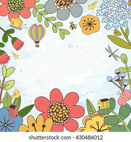 Floral composition with empty space for text. Floral card.  