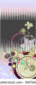 floral composition with halftone backdrop