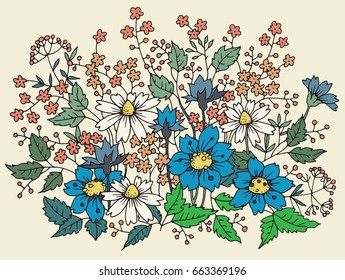Floral composition, hand drawn, vector illustration
