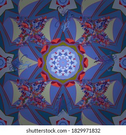 Floral composition, hand painted, delicate template. Top view, soft red, blue and gray color style. Scenic flower pattern. Stylish invitation for valentines day and greeting card concept.