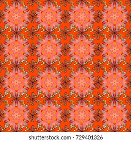 Floral composition, hand painted, delicate template. Top view, soft color style. Scenic flower pattern on orange, pink and neutral colors. Stylish invitation for valentines day, greeting card concept.