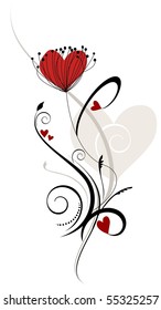 floral composition with hearts