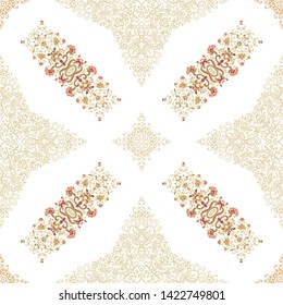 Floral composition, intricate stamp design, kalamkari
