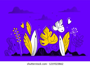 Floral composition - modern flat design style illustration