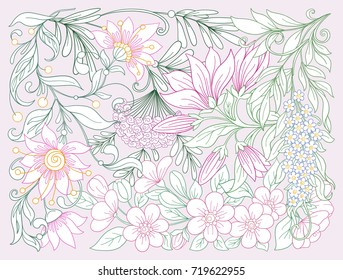 Floral composition. Spring flowers.  Vector illustration.