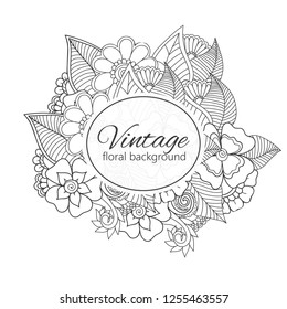 Floral composition with zentangle flower.