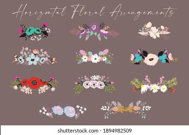 floral compositions, arrangements,  wreaths, floral seamless pattern, abstract colorful flowers, floral placement print. 