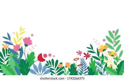 Floral concept for website banner, presentation template, cover and card design. Nature background. Vector illustration. 