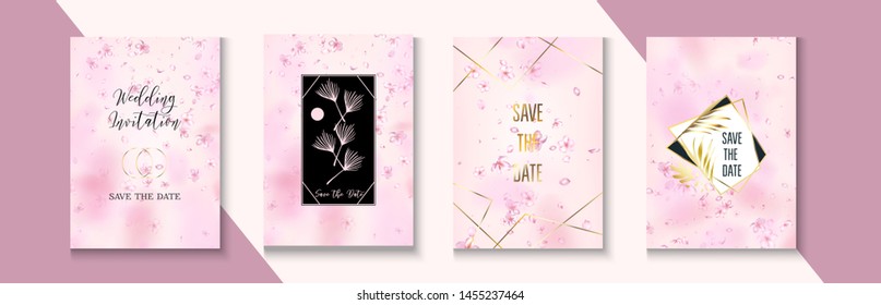 Floral Confetti Wedding Invitation Collection. Vector Trendy Gift Card Gift Collection. Geometric Business Nature Brochure. Elegant Cherry Healthcare Frame Design. Floral Wedding Invitation