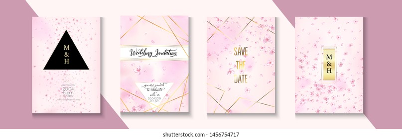 Floral Confetti Wedding Invitation Collection. Elegant Cherry Healthcare Frame Design. Vector Luxury Birthday Border Collection. Polygon Business Nature Cover. Floral Wedding Invitation