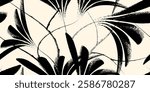 Floral contemporary seamless pattern background. Hand-drawn geometric grungy shape. Trendy fabric prints. Vector illustration