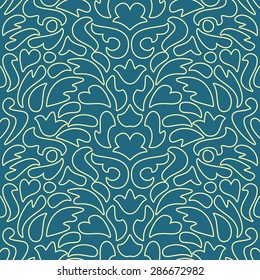 Floral contour pattern. Seamless abstract ornamental background. Vector illustration
