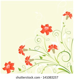 Floral corner background with bright flowers