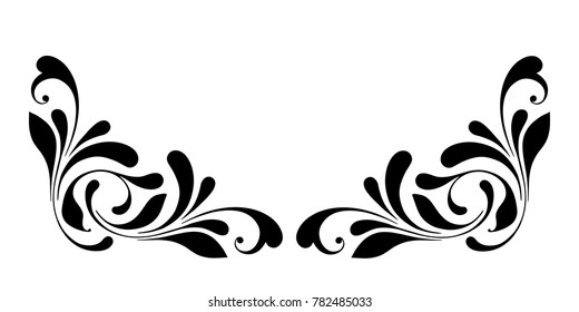 Floral corner border. Decorative design element for cover, card, banner, frame.