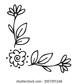 Floral Corner Border vector icon black outline