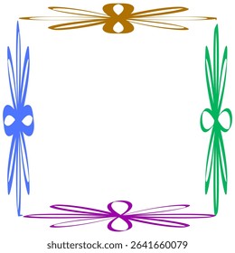 Floral corner decoration. Colorful vector frame. Decorative bloom shapes. Abstract flower symbol.