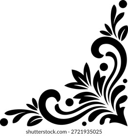 Diseño de esquina floral. Borde decorativo con los Elementos de la curva, modelo. Ornamento del remolino aislado en un 
Fondo blanco, Ilustración vectorial