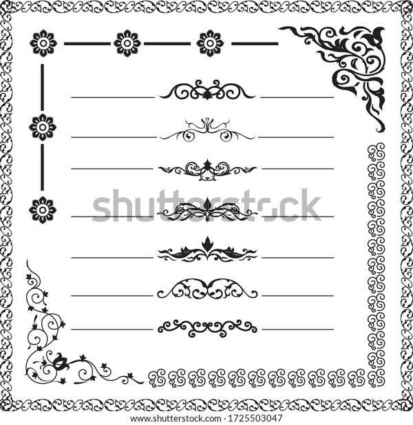 floral corner frame vector\
drawn set
