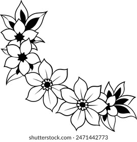 Floral corner illustration white background eps 10