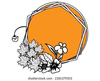 Floral corner on hexagonal and circle frame