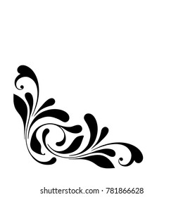 Floral corner pattern. Swirly border. Decorative design element for background.