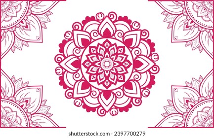 Floral corner shapes, Leaves border frame illustration Vector Decorative mandala design.