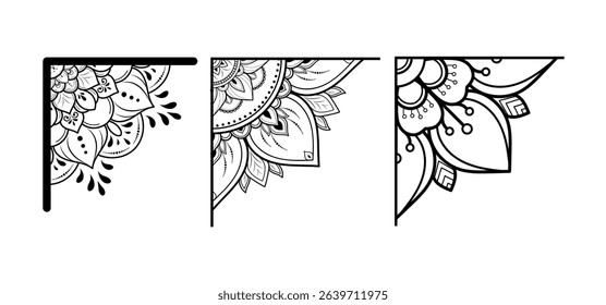 Floral corner shapes, Leaves border frame illustration.
