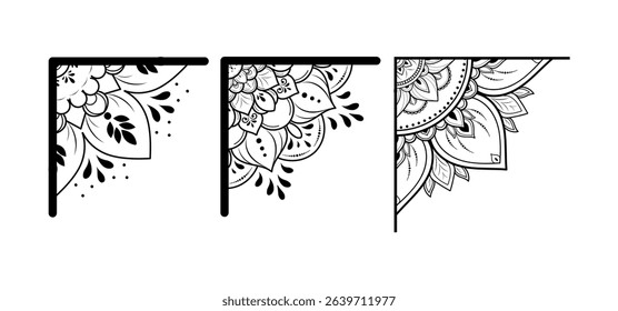 Floral corner shapes, Leaves border frame illustration.