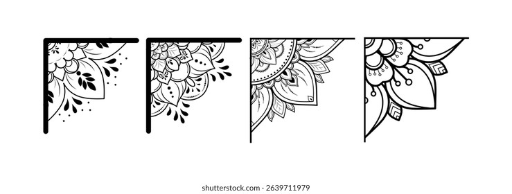Floral corner shapes, Leaves border frame illustration.