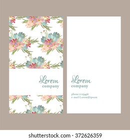 Floral cosmos flowers and crocus retro vintage background, vector illustration