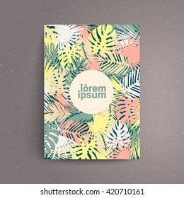 Floral cover design. A4 vector template.