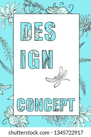 Floral cover. Template  for beauty industry,  banner, wedding. Vertical a4 format.