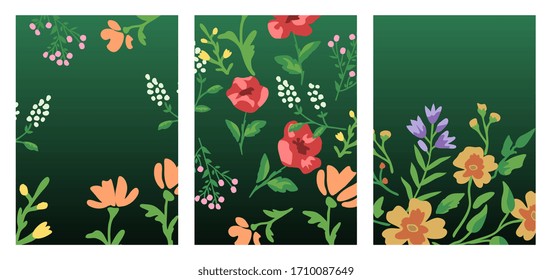 Floral covers decorative vector set, template concept for books or business cards
