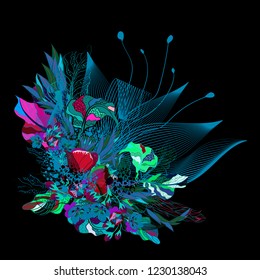 Floral creative abstraction. Vector illustration