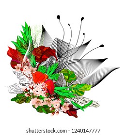 Floral creative abstraction. Vector illustration