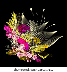 Floral creative abstraction. Vector illustration