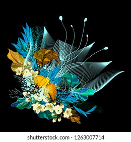 Floral creative abstraction. Vector illustration